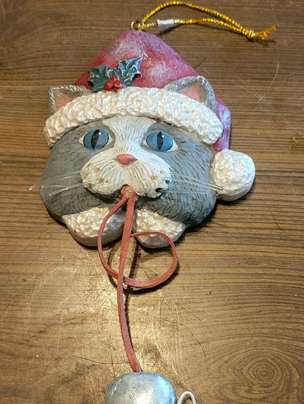 Vintage Kurt Adker Cat & Moyse Holiday Ornament with Red Santa Hat
